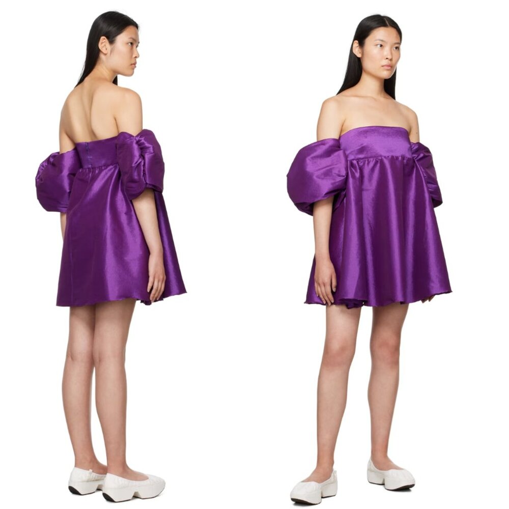 Kika Vargas Purple Off the Shoulder Gitta Formal Mini Dress NWT Size XS - Picture 3 of 7